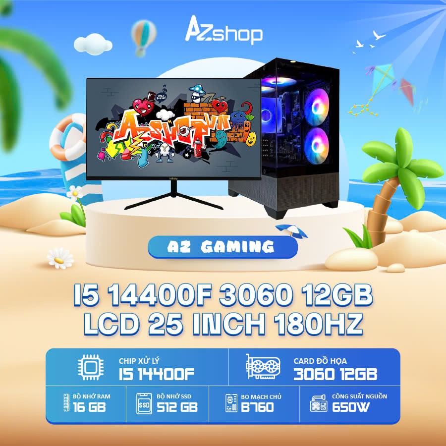🔊C𝐚𝐬𝐞 𝐀𝐳𝐆𝐚𝐦𝐞𝐫 𝐢𝟓 𝟏4𝟒𝟎𝟎𝐅 3060 12GB & LCD 25 INCH 180HZ !