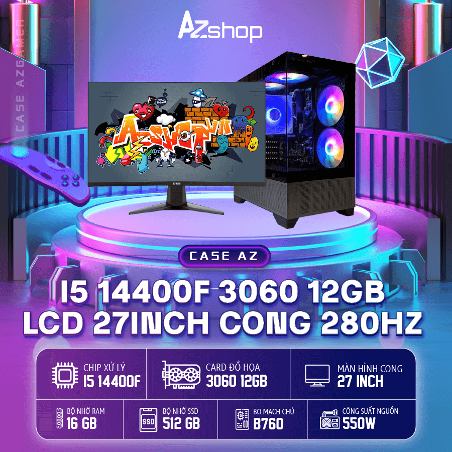 🔊𝐂𝐚𝐬𝐞 𝐀𝐳𝐆𝐚𝐦𝐞𝐫 𝐢5 𝟏44𝟎0𝐅 3060 12GB & lcd 27 inch Cong 280hz !
