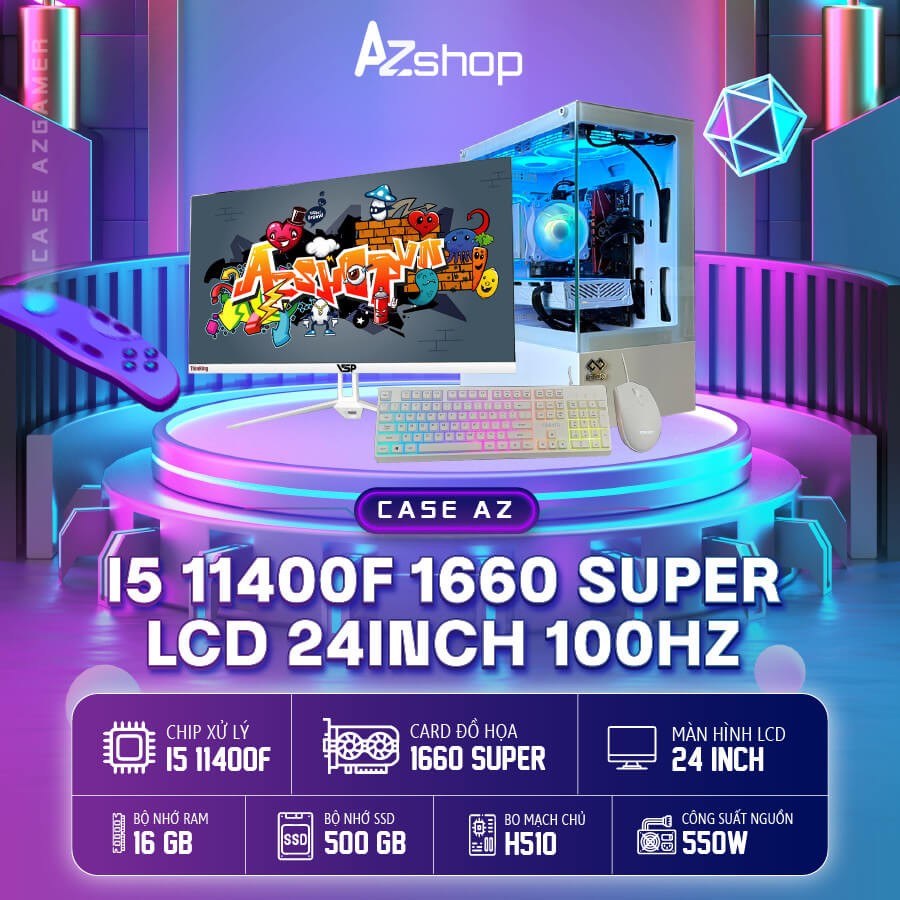 🔊 𝐂𝐚𝐬𝐞 𝐀𝐳𝐆𝐚𝐦𝐞𝐫 𝐢5 𝟏14𝟎0𝐅 1660 Super  6GB & 24 INCH 100hz new !