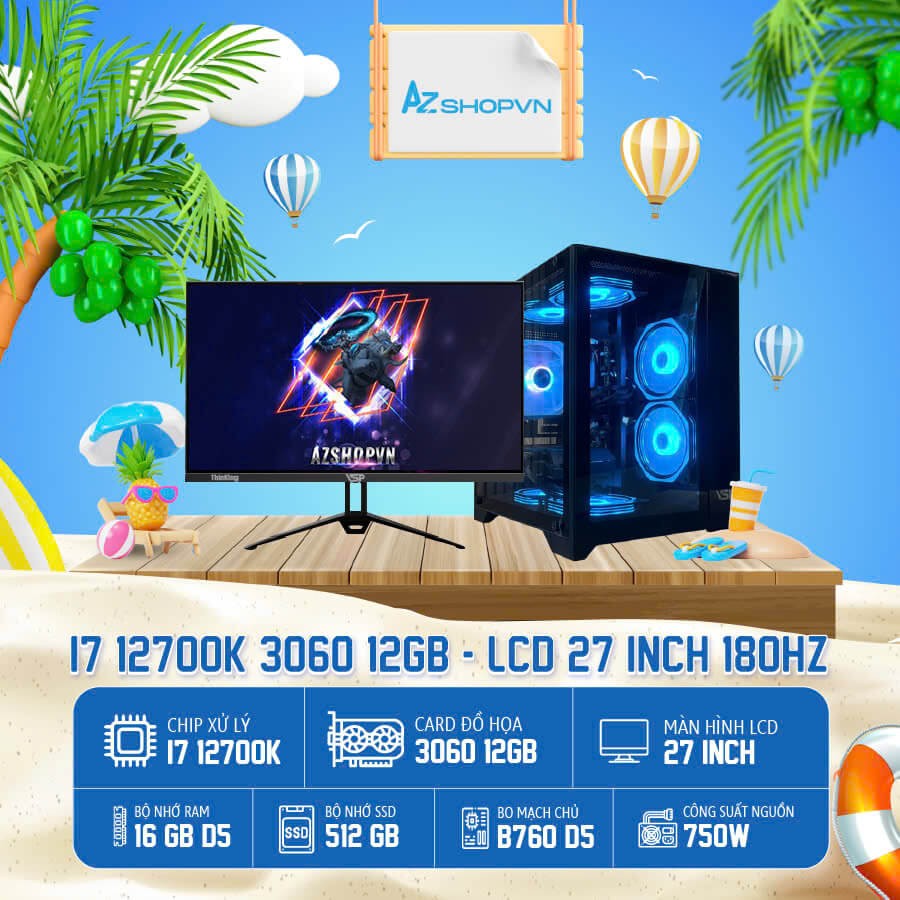 🔊𝐂𝐚𝐬𝐞 𝐀𝐳𝐆𝐚𝐦𝐞𝐫 𝐢𝟕 𝟏𝟐𝟕𝟎𝟎K VGA  3060 12 GB & LCD 27 inch 180HZ IPS!