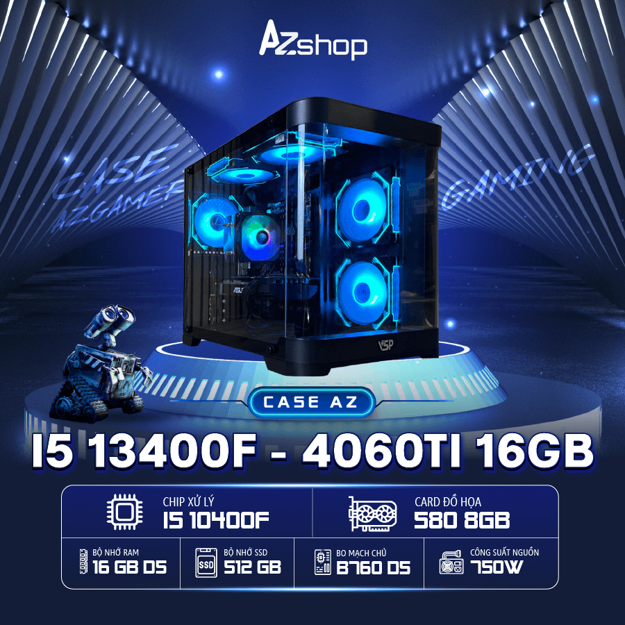 🔊𝐂𝐚𝐬𝐞 𝐀𝐳𝐆𝐚𝐦𝐞𝐫 𝐢5 𝟏34𝟎0𝐅 4060Ti 16GB chưa 𝐋𝐂𝐃 !