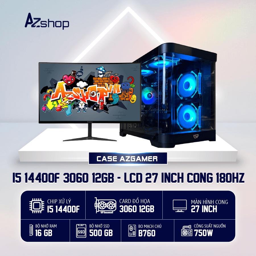 🔊𝐂𝐚𝐬𝐞 𝐀𝐳𝐆𝐚𝐦𝐞𝐫 𝐢5 𝟏44𝟎0𝐅 3060  12GB 16GB DDR5 & 27 inch cong 180hz  !