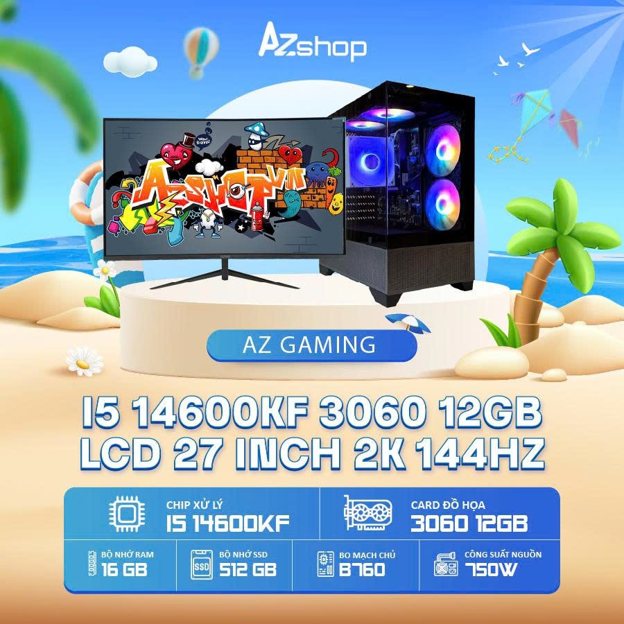 📣 𝐂𝐚𝐬𝐞 𝐀𝐳𝐆𝐚𝐦𝐞𝐫 𝐢𝟓 𝟏46𝟎𝟎KF V𝐆𝐀 3060  12Gb &  LCD 27 INCH 144hz  1MS !