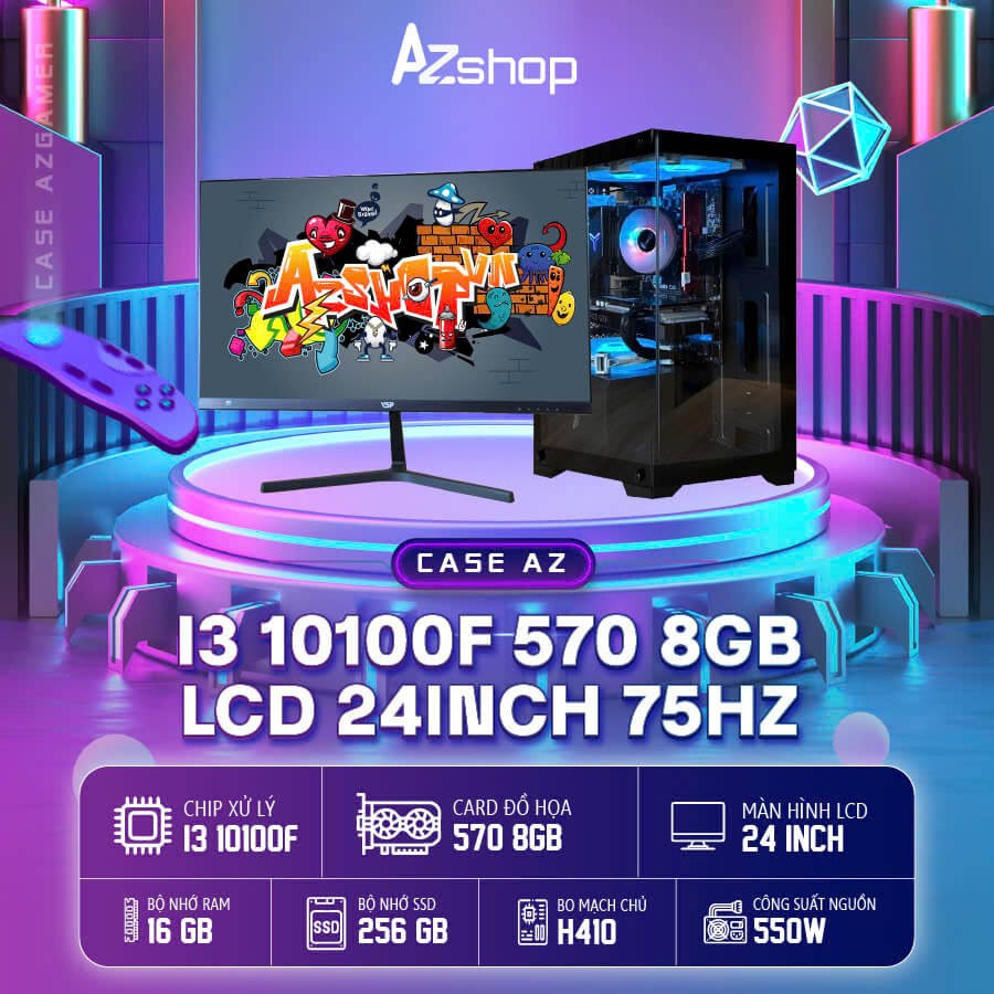 🔊𝐂𝐚𝐬𝐞 𝐀𝐳𝐆𝐚𝐦𝐞𝐫 𝐢𝟑 𝟏𝟎𝟏𝟎0𝐅  570 8GB  & LCD 24 inch 75HZ VSP !