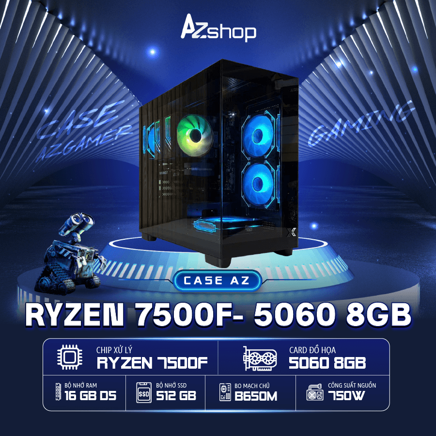 𝐂𝐚𝐬𝐞 𝐀𝐳𝐆𝐚𝐦𝐞𝐫 AMD Ryzen 7500F VGA 5060  8GB   Ram 16GB!
