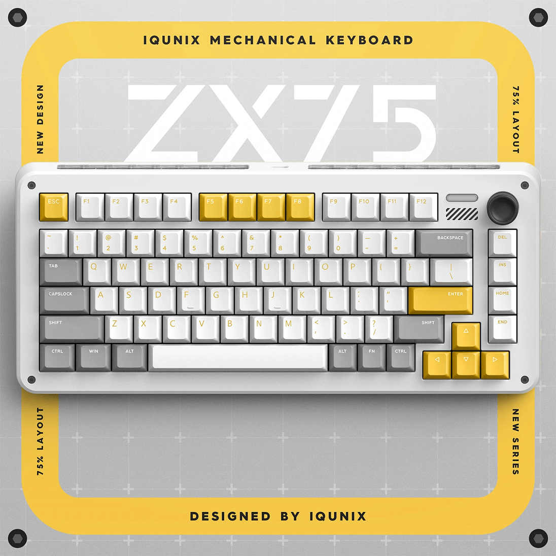 Bàn phím cao cấp IQUNIX ZX75 Gravity Wave Non-Backlit Cherry Silent Red Wireless Mechanical Keyboard
