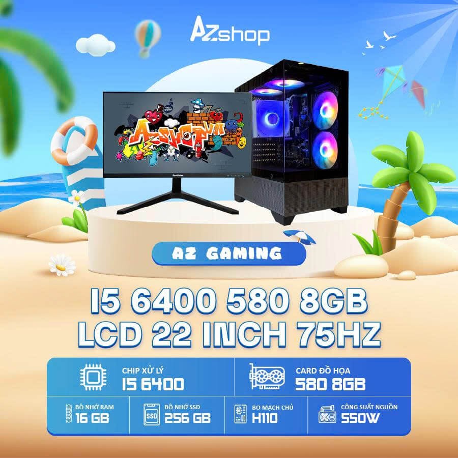 🔊𝐂𝐚𝐬𝐞 𝐀𝐳𝐆𝐚𝐦𝐞𝐫 𝐢5 6400  580 8GB & LCD 22 inch 75HZ  !