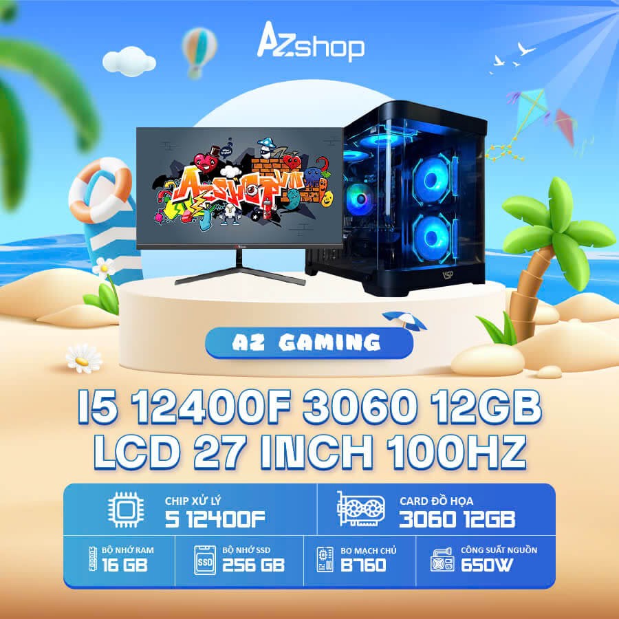 🔊𝐂𝐚𝐬𝐞 𝐀𝐳𝐆𝐚𝐦𝐞𝐫 𝐢5 𝟏24𝟎0𝐅 3060 12GB & LCD 27 INCH 100HZ IPS NEW !