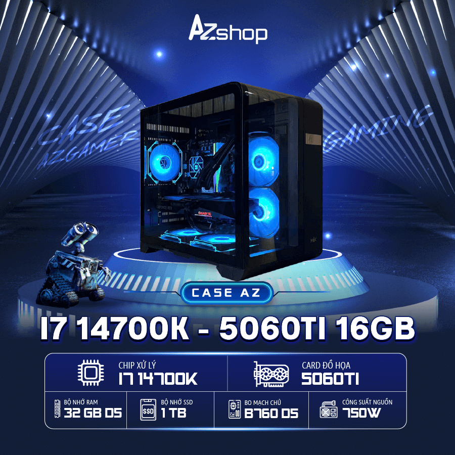 𝐂𝐚𝐬𝐞 𝐀𝐳𝐆𝐚𝐦𝐞𝐫 𝐢7 147𝟎𝟎K 5060Ti 16Gb 𝐜𝐡𝐮̛𝐚 𝐋𝐂𝐃 !