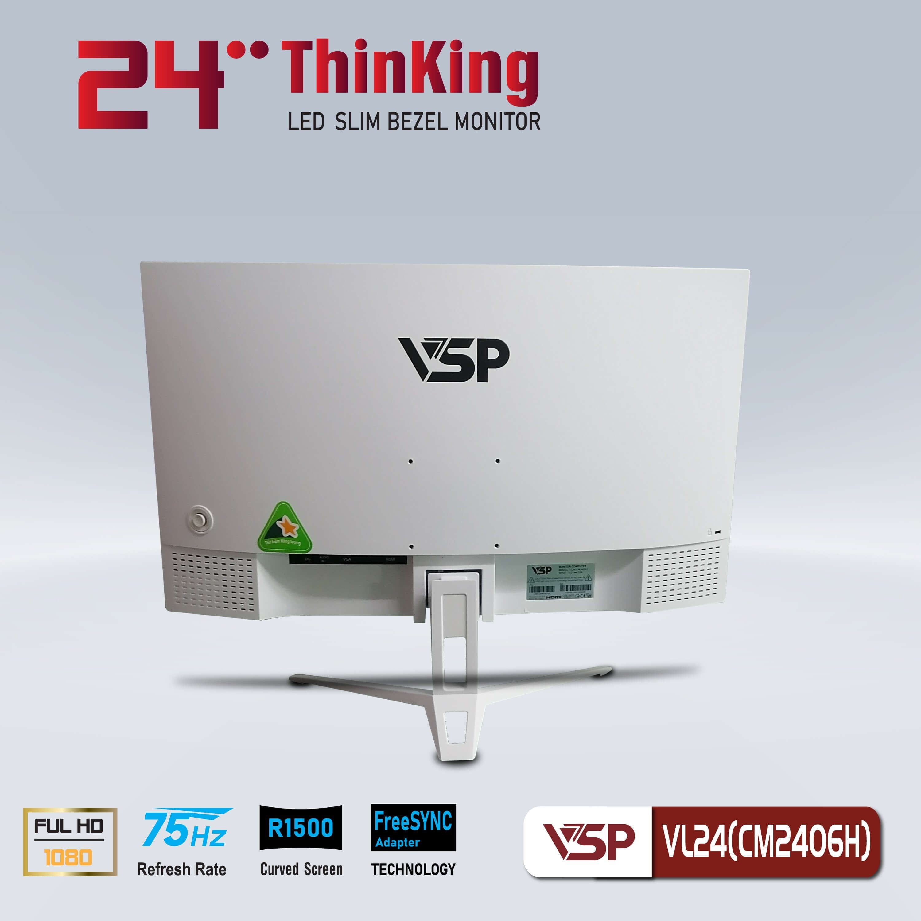 Màn Hình VSP VL24(CM2406H) 24inch Cong (FullHD, 75Hz, HDMI, VGA, Audio Speak)