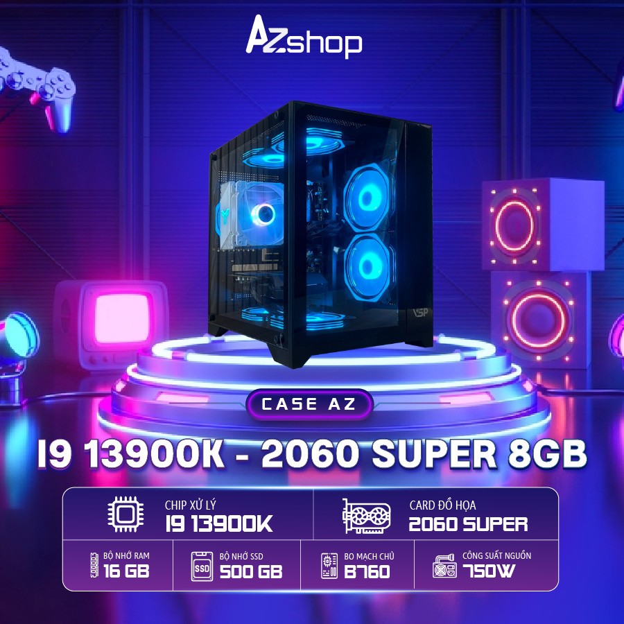 𝐂𝐚𝐬𝐞 𝐀𝐳𝐆𝐚𝐦𝐞𝐫 𝐢9 13900K VGA 2060 Super  8Gb Gigabyte  Chưa LCD MỚI NHẤT 2023 !