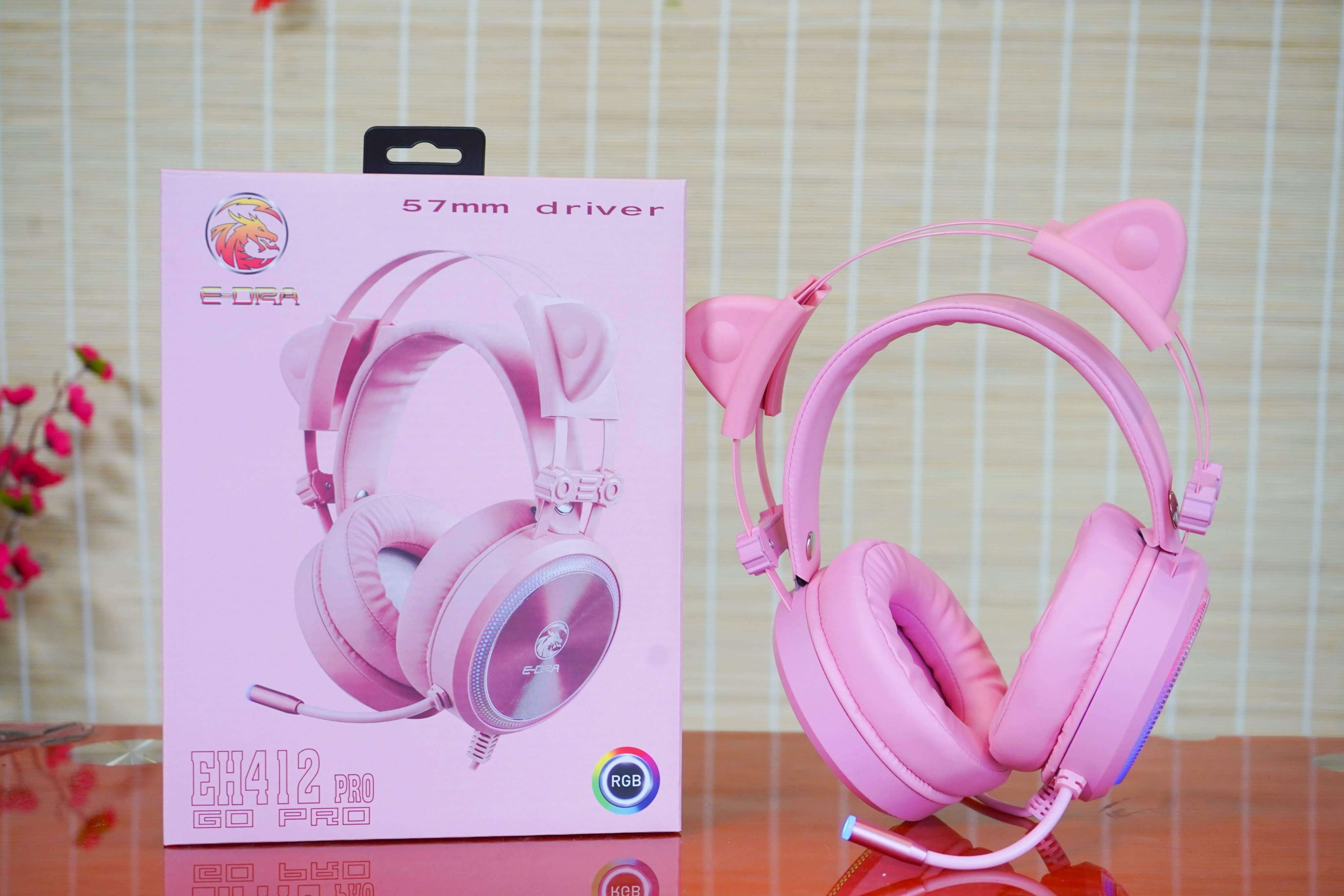 Tai nghe E-Dra EH412 Pro, màu hồng - 7.1 Led RGB