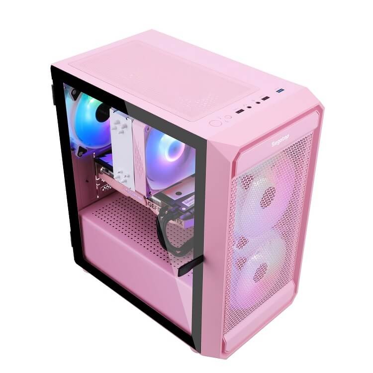 Thùng Máy Case Segotep Artist 2F M-ATX - màu trắng / màu hồng -  Tặng Kèm 2 Fan RGB