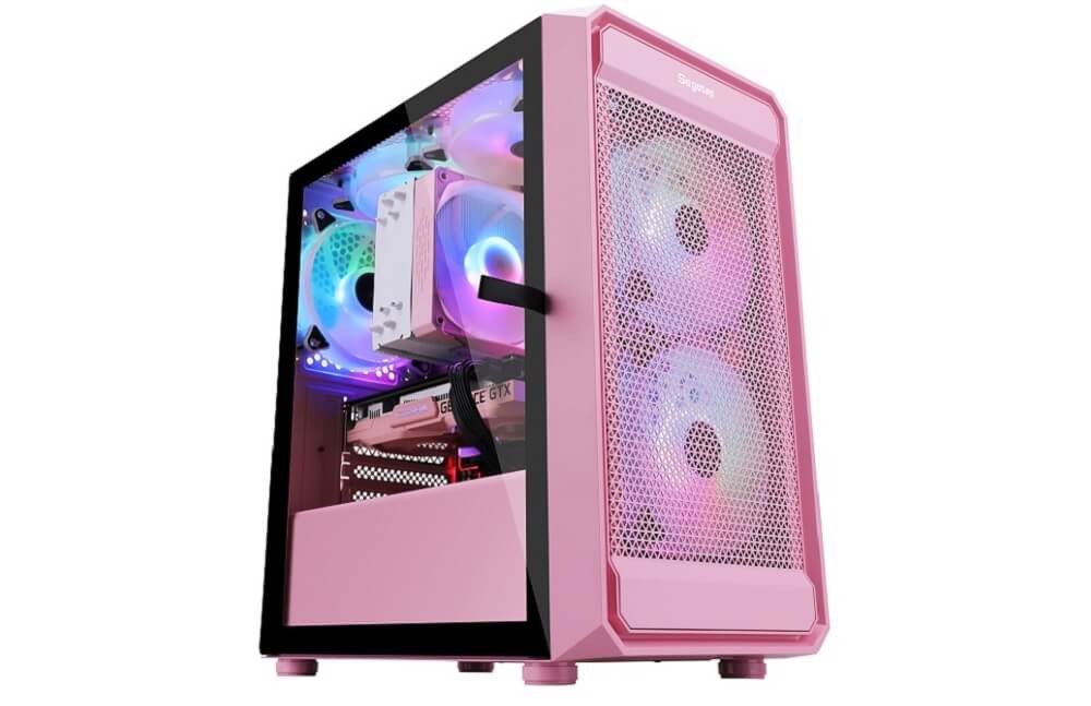 Thùng Máy Case Segotep Artist 2F M-ATX - màu trắng / màu hồng -  Tặng Kèm 2 Fan RGB