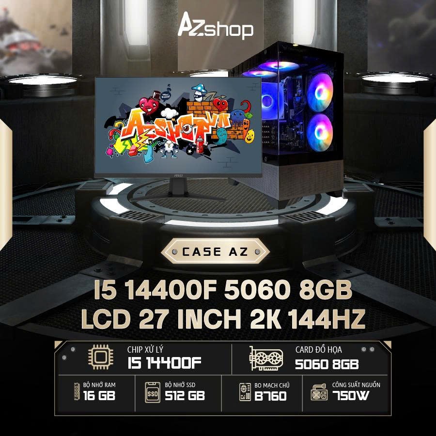 🔊𝐂𝐚𝐬𝐞 𝐀𝐳𝐆𝐚𝐦𝐞𝐫 𝐢5 𝟏44𝟎0𝐅 5060 8GB & LCD 27 INCH 2K 144HZ IPS .