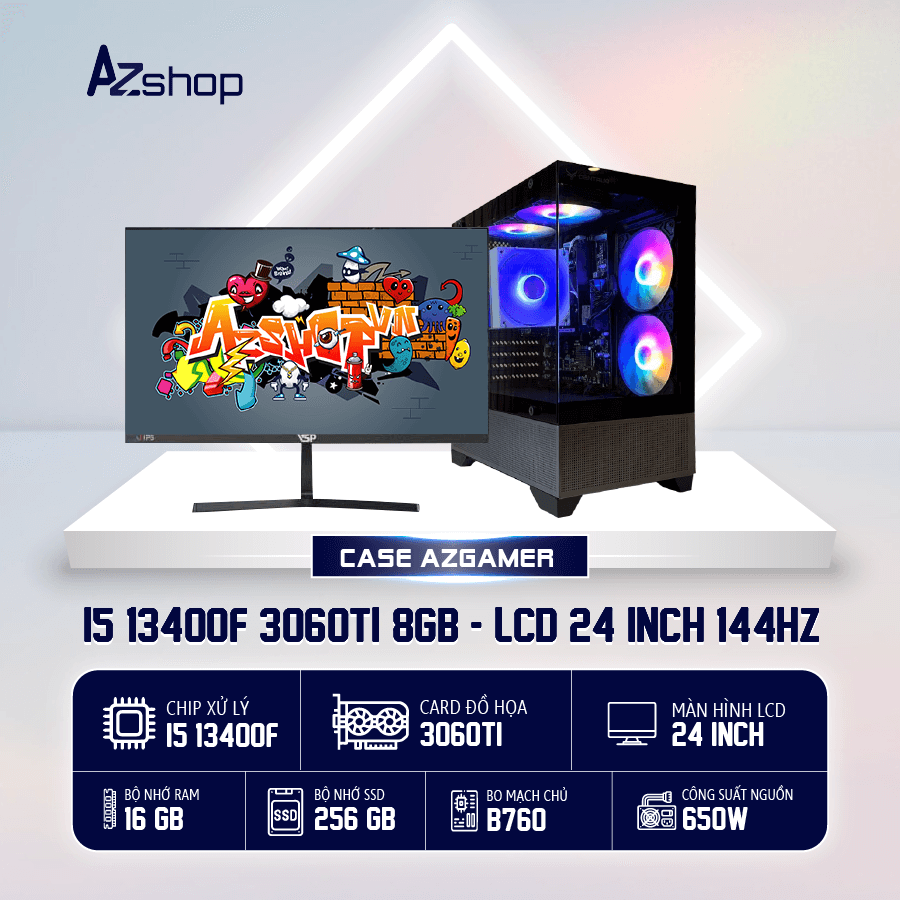 🔊 𝐂𝐚𝐬𝐞 𝐀𝐳𝐆𝐚𝐦𝐞𝐫 𝐢𝟓 𝟏3𝟒𝟎𝟎𝐅 3060Ti 8GB  & LCD 24 INCH 144 HZ !
