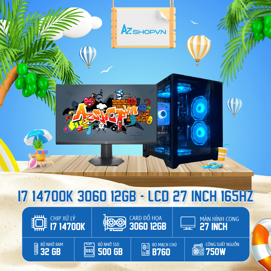 🔊𝐂𝐚𝐬𝐞 𝐀𝐳𝐆𝐚𝐦𝐞𝐫 𝐢𝟕 𝟏4𝟕𝟎𝟎K VGA  3060 12 GB & LCD 27 inch 165  HZ DELL !