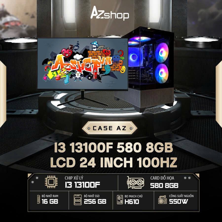 🔊𝐂𝐚𝐬𝐞 𝐀𝐳𝐆𝐚𝐦𝐞𝐫 𝐢𝟑 𝟏3𝟏𝟎0𝐅 580 8GB Ram 16gb & LCD 24 INCH  100hz  !