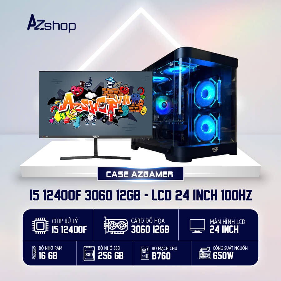 🔊 𝐂𝐚𝐬𝐞 𝐀𝐳𝐆𝐚𝐦𝐞𝐫 𝐢𝟓 𝟏2𝟒𝟎𝟎𝐅 3060 12GB  & LCD 24 INCH 100HZ !