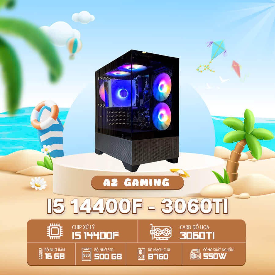 🔊 𝐂𝐚𝐬𝐞 𝐀𝐳𝐆𝐚𝐦𝐞𝐫 𝐢𝟓 𝟏4𝟒𝟎𝟎𝐅 3060Ti 8Gb 𝐜𝐡𝐮̛𝐚 𝐋𝐂𝐃 !