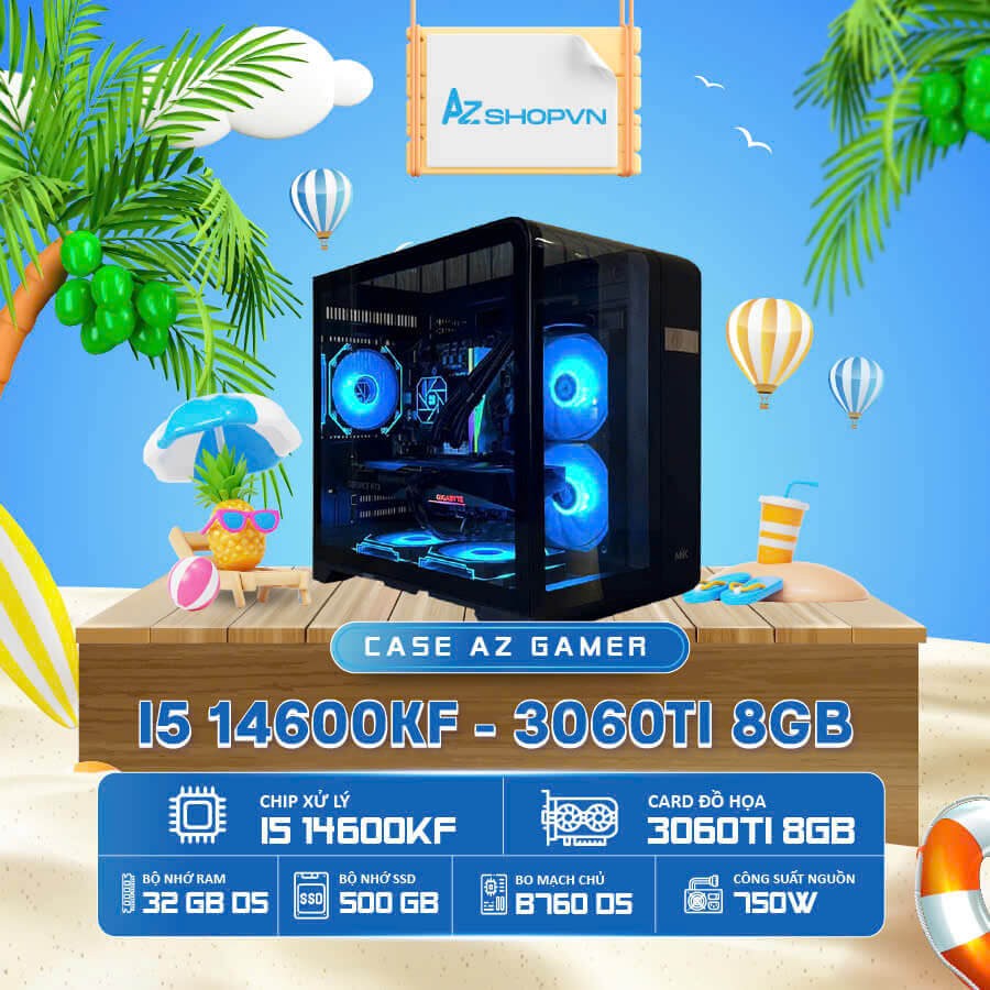 𝐂𝐚𝐬𝐞 𝐀𝐳𝐆𝐚𝐦𝐞𝐫 𝐢5 𝟏46𝟎0KF 3060Ti  8Gb chưa 𝐋𝐂𝐃 !