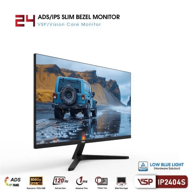 Màn hình VSP IP2404S | 23.8 inch, Full HD, IPS, 1ms, 120Hz, TUV bảo vệ mắt