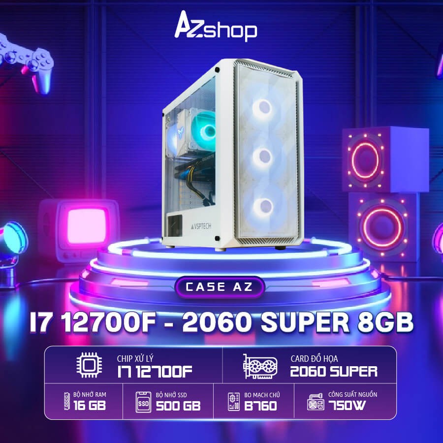 Case Azgamer i7 12700F Vga 2060 Super 8G chưa Màn hình LCD!