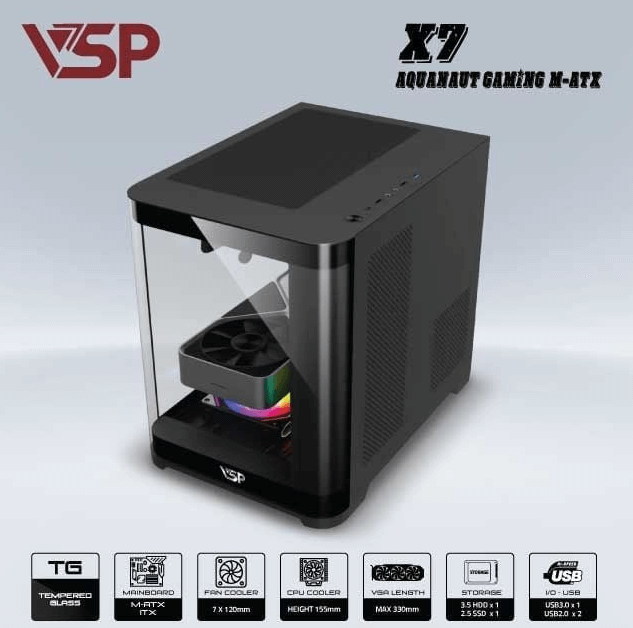 Thùng case vsp x7 - black - Không Fan