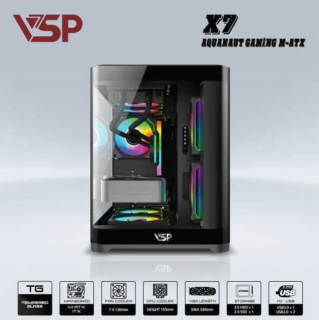 Thùng case vsp x7 - black - Không Fan