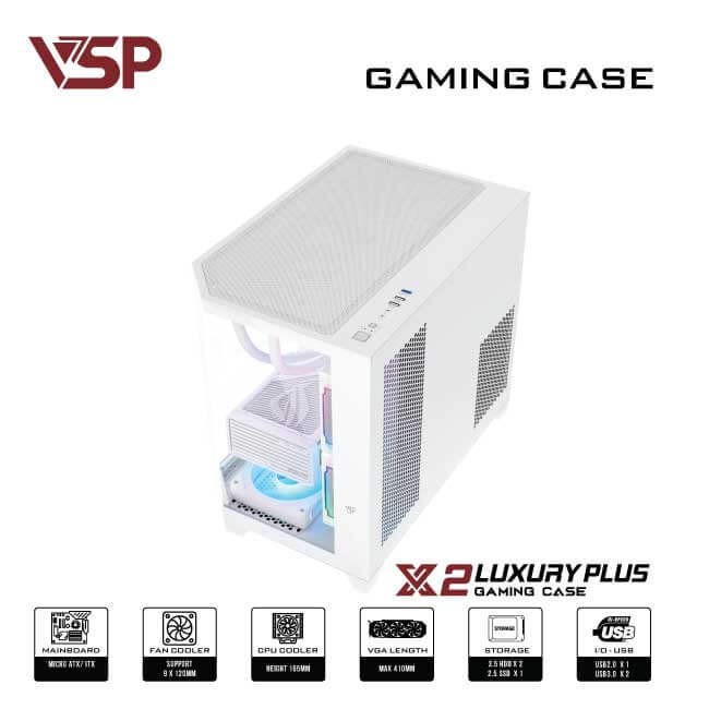 Thùng case vsp luxury plus x2 - trắng - không Fan