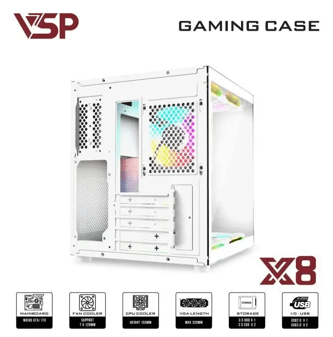 Case VSP X8  – White/Trắng - Không Fan