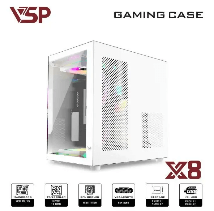 Case VSP X8  – White/Trắng - Không Fan