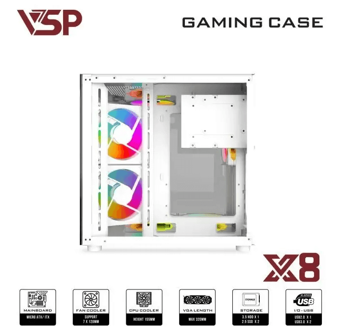 Case VSP X8  – White/Trắng - Không Fan
