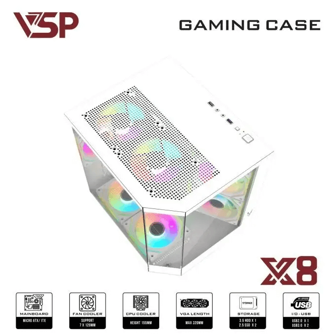 Case VSP X8  – White/Trắng - Không Fan