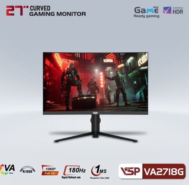 Màn hình Gaming VSP VA2718G | 27 inch, Full HD, VA, 180Hz, 1ms, cong