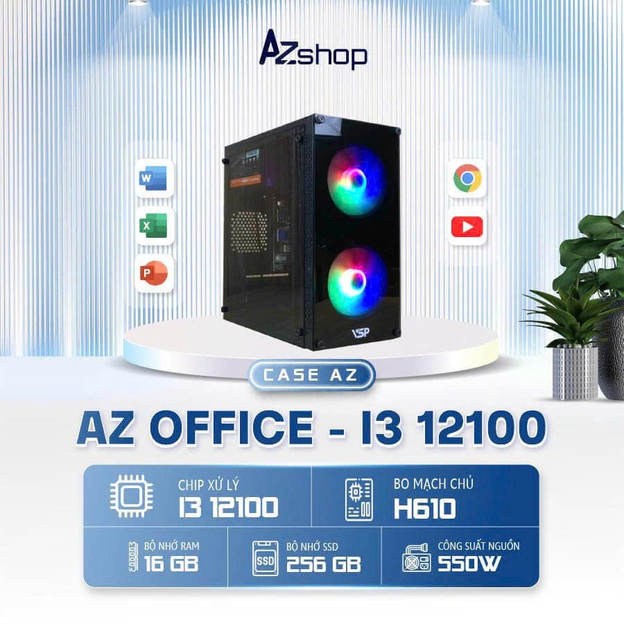 🔊 𝐂𝐚𝐬𝐞 𝐀𝐳Office I3 12100 RAM 16GB chưa kèm màn !
