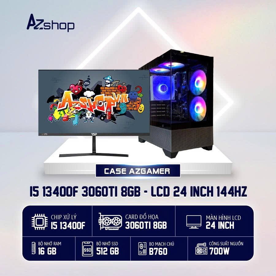 🔊 𝐂𝐚𝐬𝐞 𝐀𝐳𝐆𝐚𝐦𝐞𝐫 𝐢𝟓 𝟏3𝟒𝟎𝟎𝐅 3060Ti 8GB  & LCD 24 INCH 144HZ