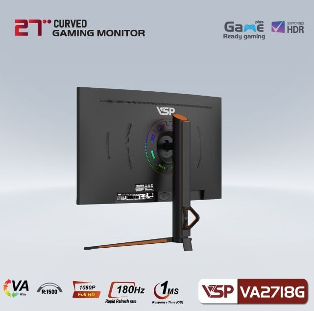 Màn hình Gaming VSP VA2718G | 27 inch, Full HD, VA, 180Hz, 1ms, cong