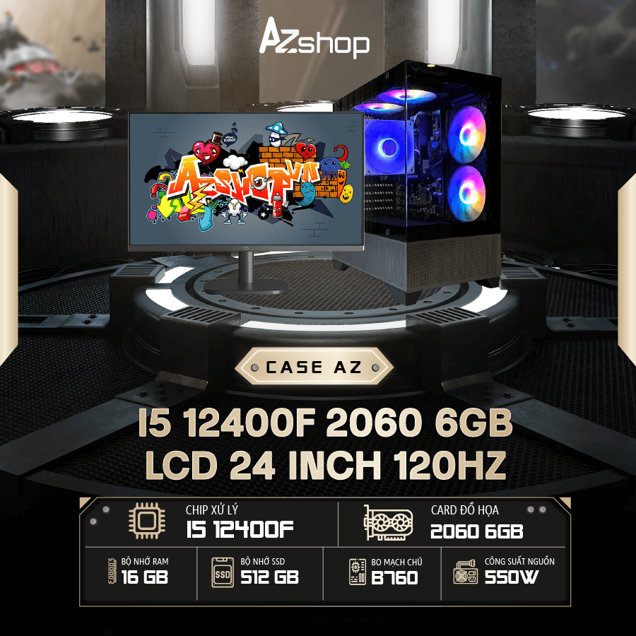 🔊𝐂𝐚𝐬𝐞 𝐀𝐳𝐆𝐚𝐦𝐞𝐫 i5 𝟏2400f 2060 𝟔GB & LCD 24 inch IPS 120HZ New !