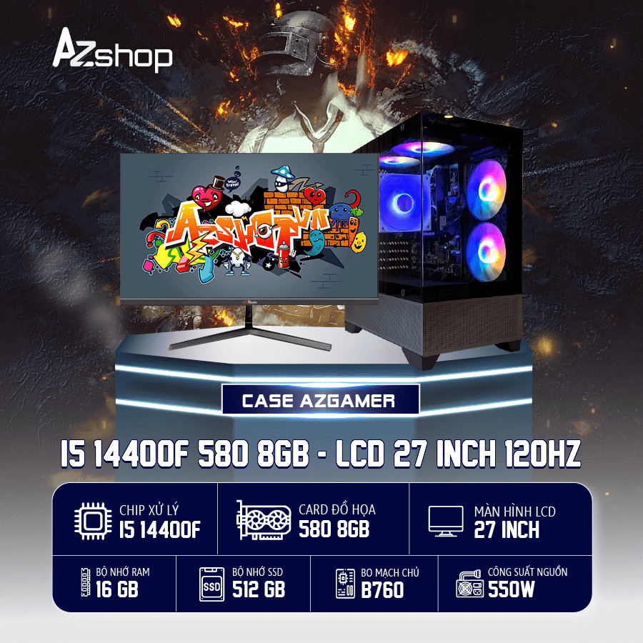 📣  𝐂𝐚𝐬𝐞 𝐀𝐳𝐆𝐚𝐦𝐞𝐫 𝐢𝟓 𝟏4𝟒𝟎𝟎𝐅 𝐕𝐆𝐀 580 8 GB & 27 inch 120HZ  !