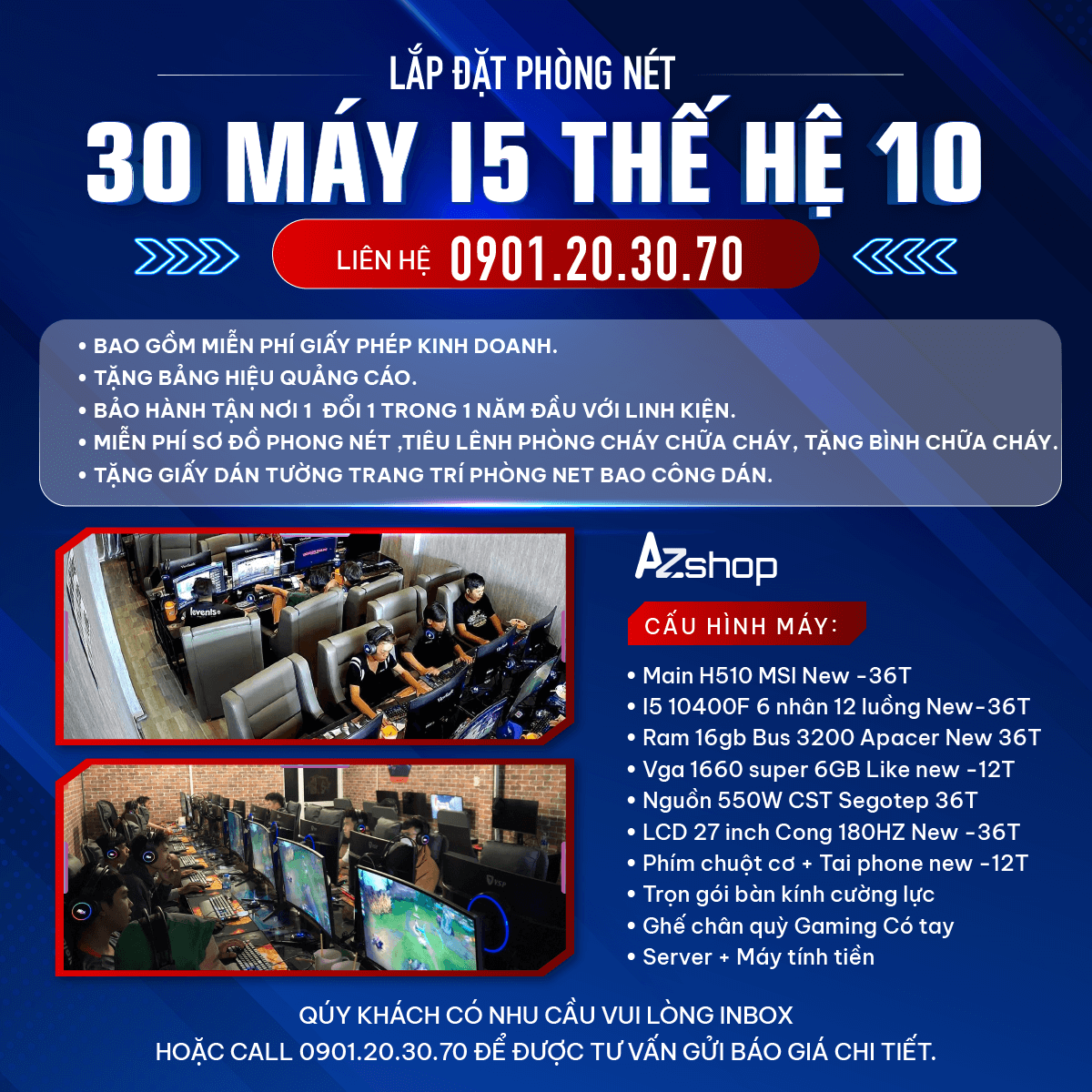 Thi Công Trọn Gói  Phòng Net i5 10 !