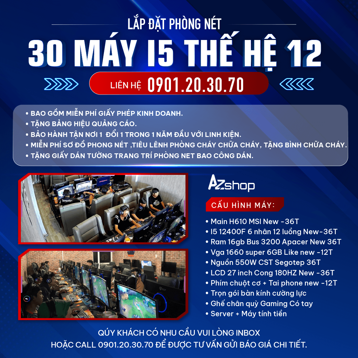 Thi Công Trọn Gói  Phòng Net i5 12 !