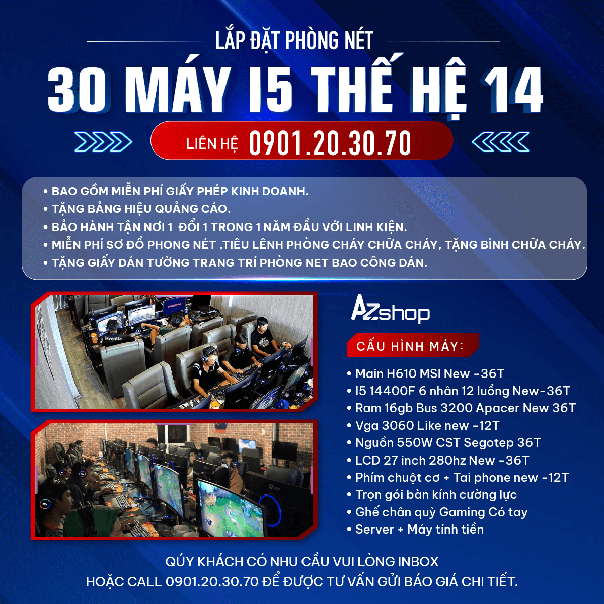 Thi Công Trọn Gói  Phòng Net i5 14 !