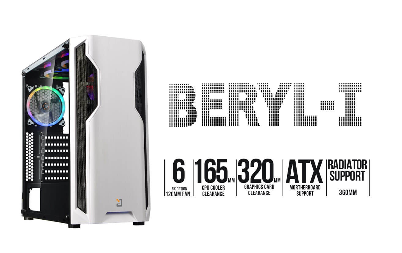 Vỏ thùng máy tính Jetek Game Beryl-I 9601W, BH 12 tháng