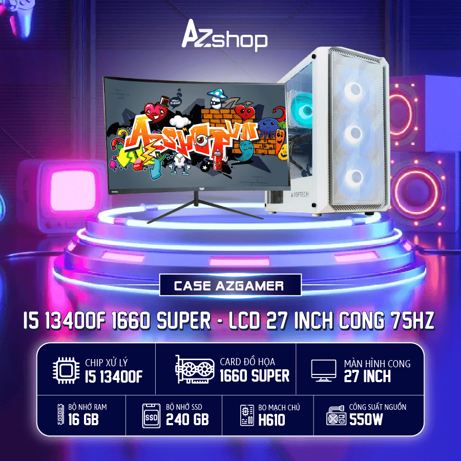 🔊𝐂𝐚𝐬𝐞 𝐀𝐳𝐆𝐚𝐦𝐞𝐫 𝐢5 𝟏34𝟎0𝐅 1660 Super 6Gb & 27 inch cong 75hz !