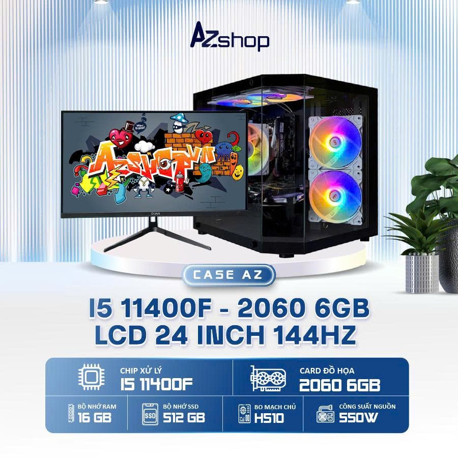 🔊𝐂𝐚𝐬𝐞 𝐀𝐳𝐆𝐚𝐦𝐞𝐫 𝐢5 𝟏14𝟎0𝐅  2060 6GB & LCD 24 inch 144HZ  !