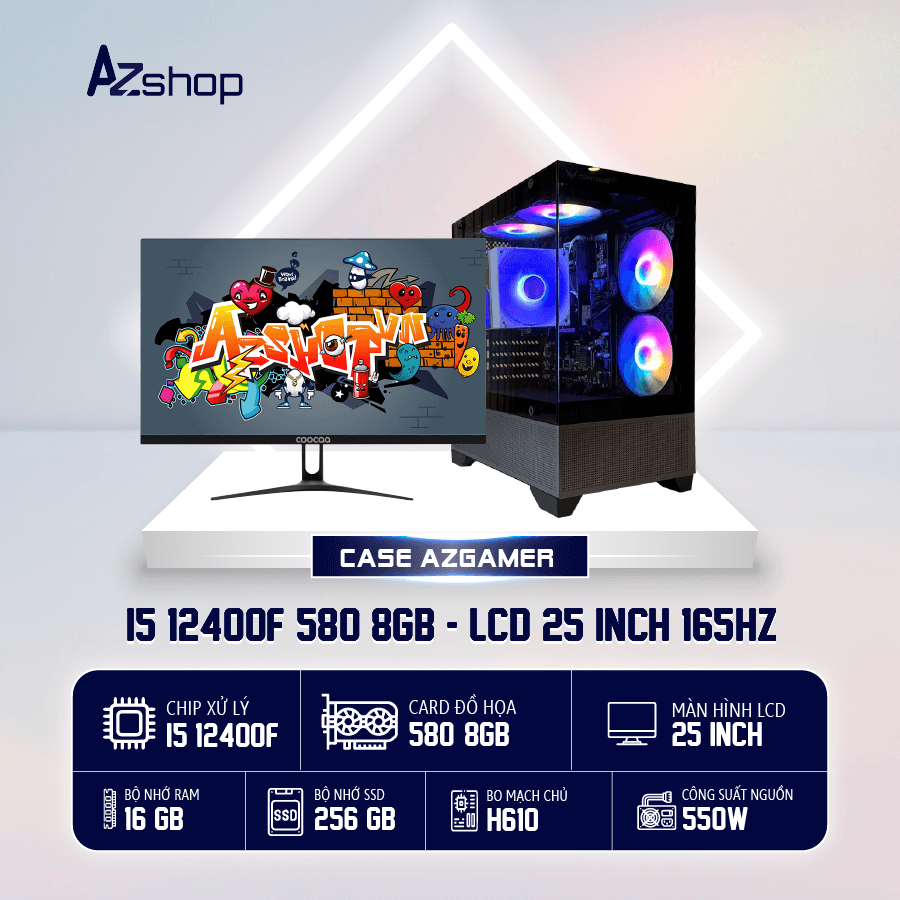 🔊𝐂𝐚𝐬𝐞 𝐀𝐳𝐆𝐚𝐦𝐞𝐫 𝐢5 𝟏24𝟎0𝐅 580 8GB  & LCD 25 INCH 165 HZ !