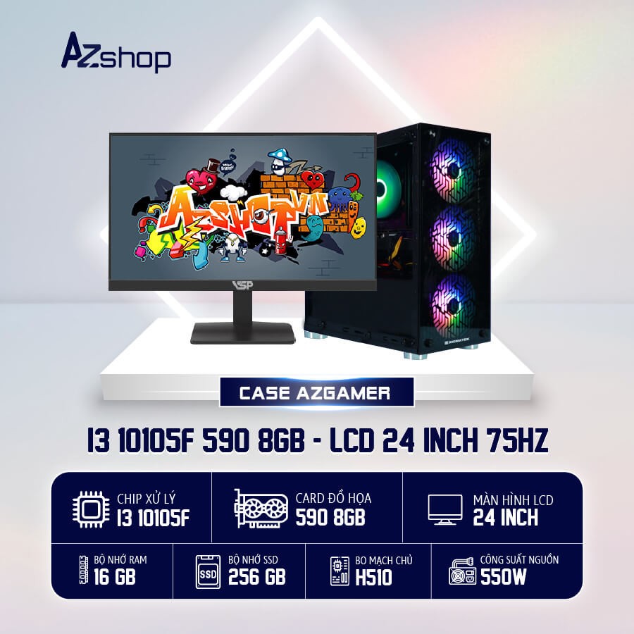 🔊𝐂𝐚𝐬𝐞 𝐀𝐳𝐆𝐚𝐦𝐞𝐫 𝐢𝟑 𝟏𝟎𝟏𝟎𝟓𝐅 590 8Gb & LCD 24 inch 75HZ  !