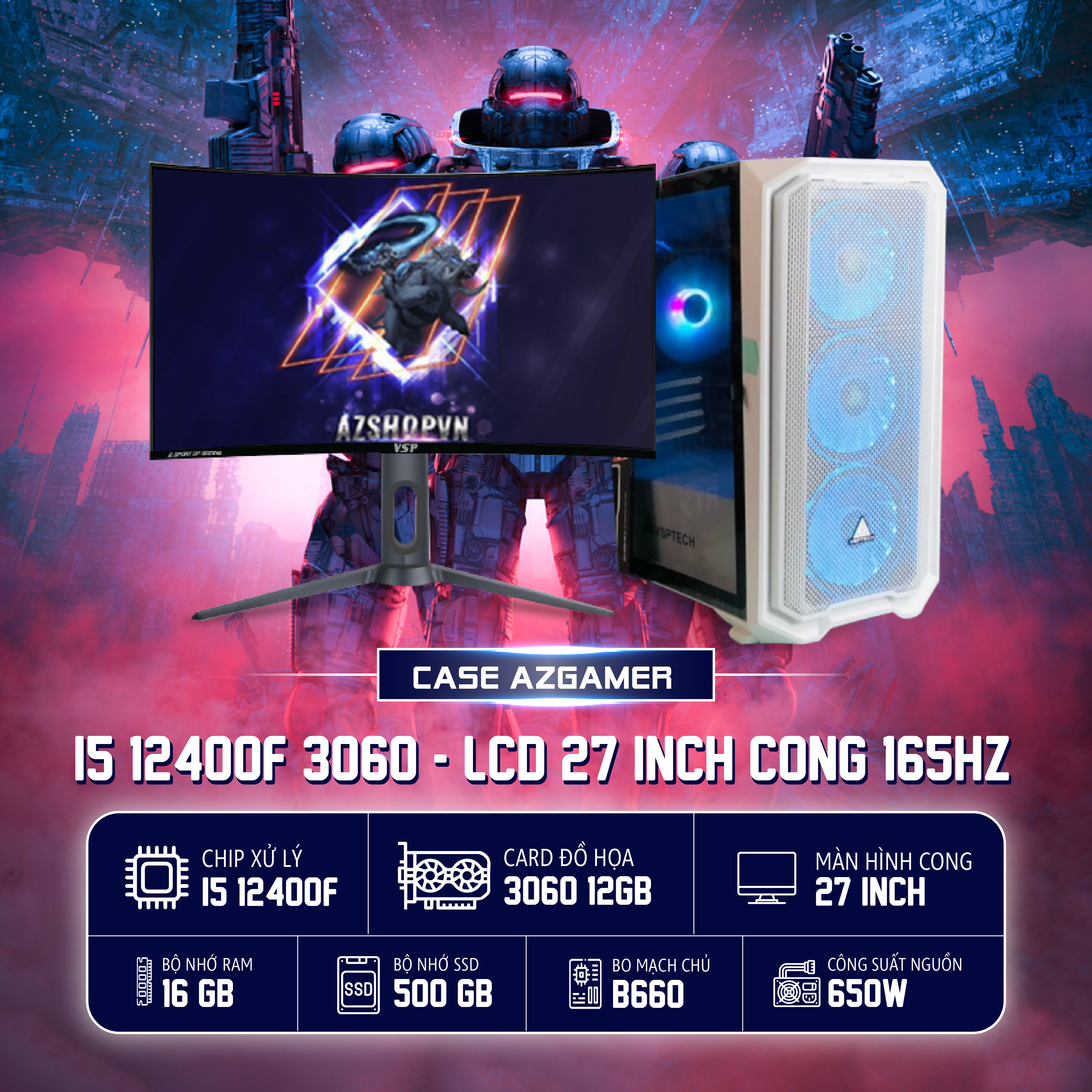 🔊 𝐂𝐚𝐬𝐞 𝐀𝐳𝐆𝐚𝐦𝐞𝐫 𝐢𝟓 𝟏2𝟒𝟎𝟎𝐅 3060 12𝐠𝐛 & LCD 27 inch Cong 165hz !