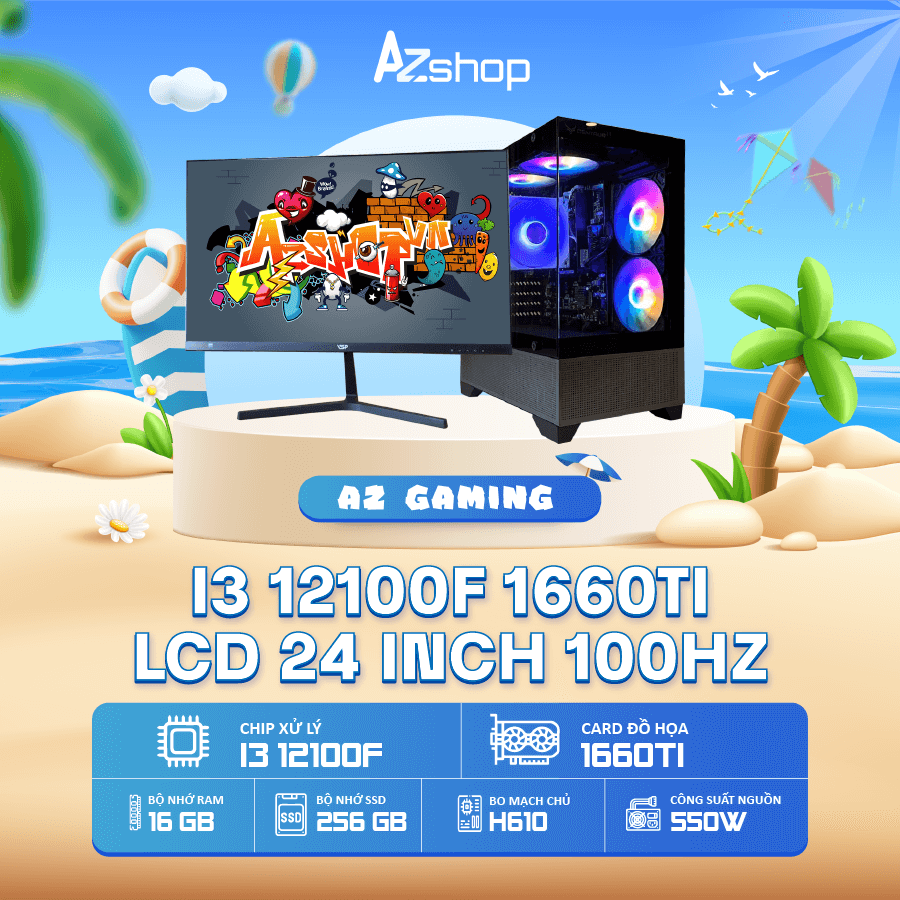 𝐂𝐚𝐬𝐞 𝐀𝐳𝐆𝐚𝐦𝐞𝐫 𝐢𝟑 𝟏𝟐𝟏𝟎𝟎𝐅 𝟏𝟔𝟔𝟎 Ti 6gb Ram 16GB & LCD 24 inch 100HZ !